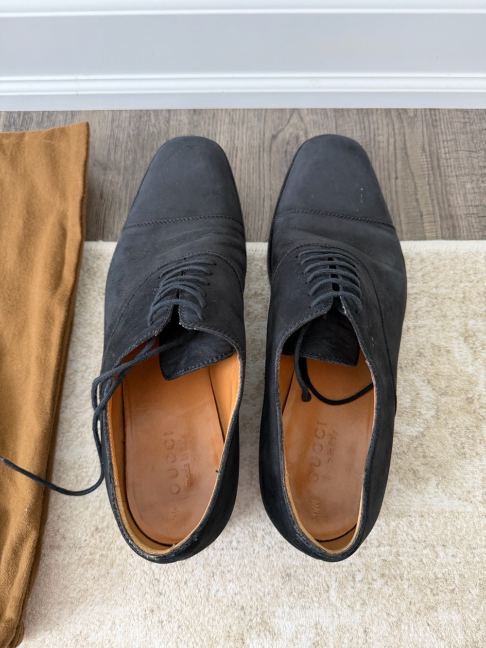 Gucci Black Suede Cap-Toe Derby Shoes - Picture 5 of 8